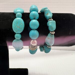 Turquoise Colored Beaded Bracelet Trio
